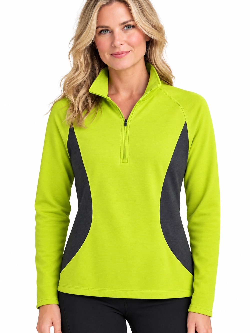Champion Lime Green and Charcoal Quarter-Zip Pullover